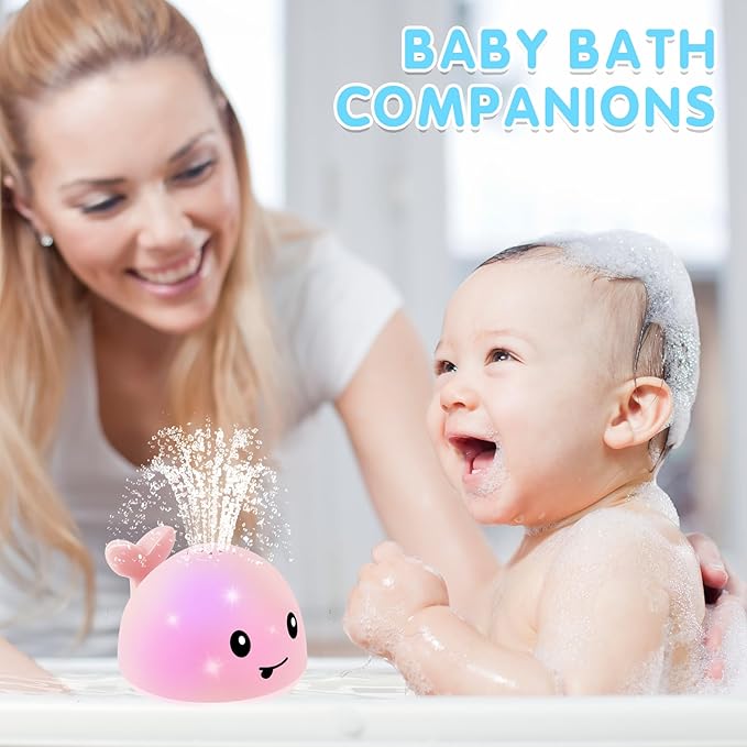 Gigilli Whale Bath Toy Sprinkler, Baby Bath Toys for Babies 6-12-18 Month Toddler Pool Water Toy, Light Up Bath Toys for Kids Ages 1-3, 1 Year Old Boy Girl Gift Infant Birthday Bathtub Water Table Toy