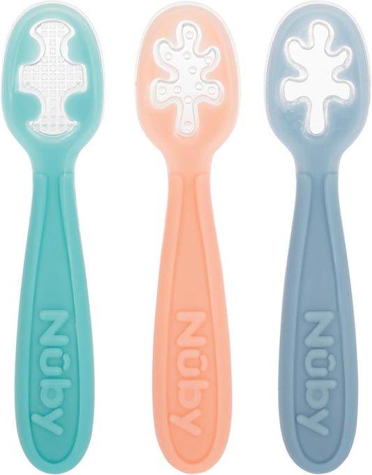 Nuby 3-Stage Baby's First Spoons Set - 36 Pack - 6+ Months - Baby Spoons with Easy Grip Handle - Pastels