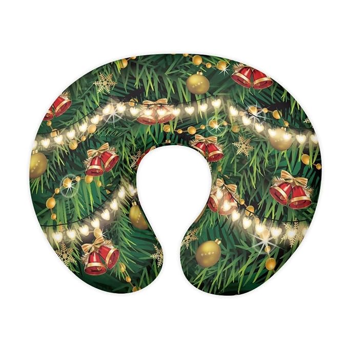 Christmas Lights Bells Stretchy Nursing Covers for Feeding Pillows Lightweight Comfortable Breast and Bottle Feeding Pillow Covers with Hidden Zipper for Boys & Girls