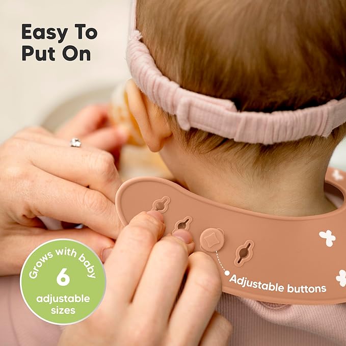 KeaBabies 2-Pack Silicone Bibs for Babies, Toddlers Girl, Boy ??Sturdy Food-Grade Baby Bibs for Eating, Large Food Catcher, Clean & Put On Easily, Waterproof Toddler Feeding Essentials (Butterflies)