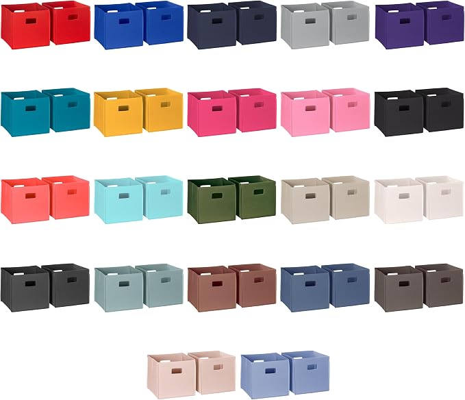 RiverRidge Folding Storage Bins with Handles Taupe Cube Storage Organizer for Closet, Bedroom & Playroom - Closet Organizers and Storage Set of 2