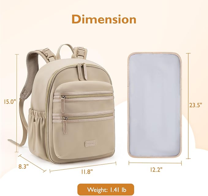 mommore Neoprene Diaper Bag Backpack Small Baby Bag Travel Mini Diaper Backpack for Newborn with Insulated Pockets, Stroller Straps
