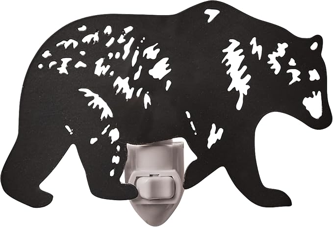 Park Designs Black Bear Night Light, Rustic Nature Inspired Accent Lighting for Dark Rooms, Decorative Addition to Cabin and Lodge Style Rooms