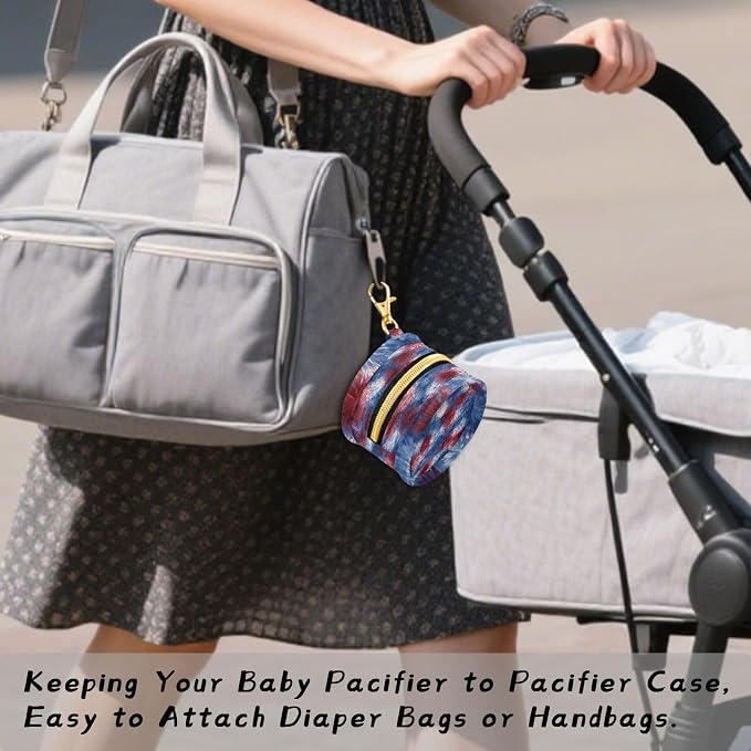 Pacifier Holder with Clip Pacifier Case for Diaper Bag Round Baby Pacifier Pouch Box Bag Portable Retro Tie Dye Fireworks
