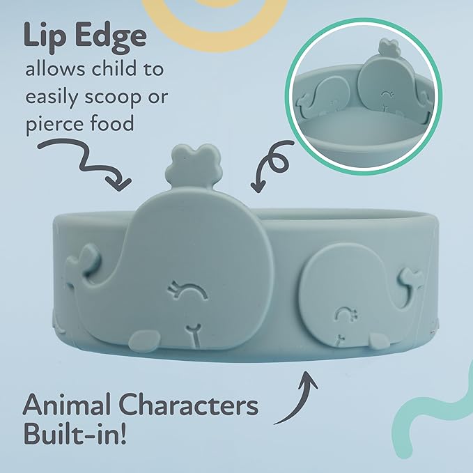 Nuby Animal Friend Silicone Round Toddler Bowl - 6+ Months - Blue Whale