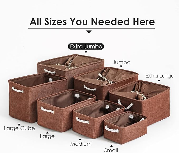 TheWarmHome Organization and Storage for Organizing - Extra Jumbo 3 Pack 20.5x15.7x13.8 inch Fabric Storage Bin for Shelves, Storage cubes for Decorative Shoes Towel Blanket Closet (Brown)