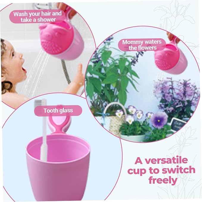 Bath Rinser Cup for Babies, Cartoon Bear Baby Bath Rinse Cup with Handle, Multi-Use Rinsing Water Scoop for Protecting Infant Toddlers Eyes