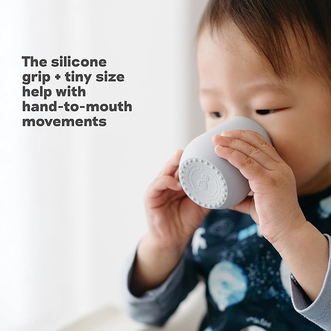 ezpz Tiny Cup (Sage/Olive) - 4 months+ - 100% Silicone Training Cup for Infants - Designed by a Pediatric Feeding Specialist - Baby-Led Weaning Essentials & Baby Gifts