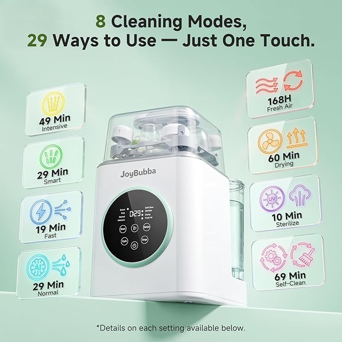 Bottle Wash, Sterilizer and Dryer, Modular Nesting Space-Saving Design, 4-Bottle Capacity & Sterilizer for Baby Bottles, Breast Pump Parts & Newborn Essentials, Drying Rack Included