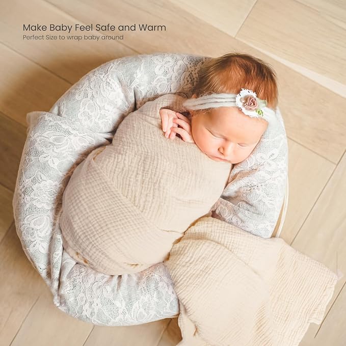 lulumoon Muslin Swaddle Blankets for Baby: Lightweight & Breathable Receiving Blankets for Hospital - Neutral Registry Gift for Newborn 3pack (WhitePinkFlower)
