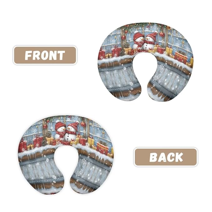 Christmas Snowmen Nursing Pillow Cover Durable Breathable Breastfeeding Pillow Replacement Slipcover with Hidden Zipper for Home Living Room Decor
