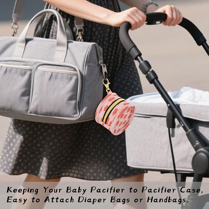 Pacifier Holder Tropical Floral Pacifier Storage Case with Zipper & Metal Hook Buckle Portable Container for Baby Binky