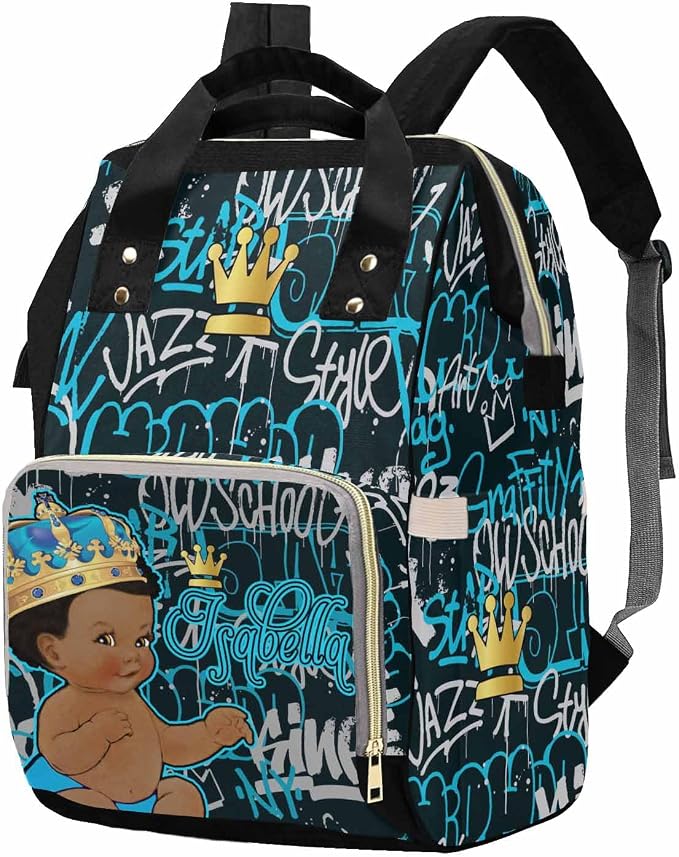 D-Story Personalized Name Diaper Backpack With Name Text Cute Baby Bag For Mom Mommy Bag Adjustable Shoulder Straps Unisex