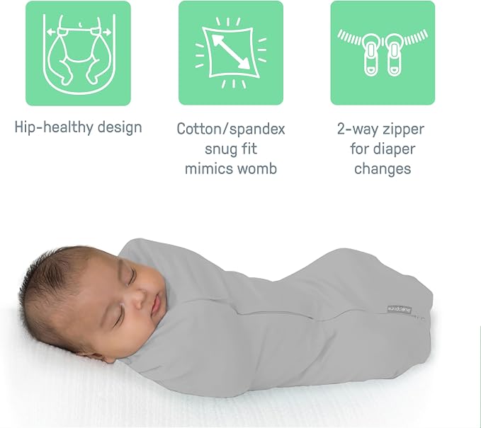 SwaddleMe by Ingenuity Compression Baby Swaddle Pod, Two-Way Zipper for Easy Diaper Changes, Improves Sleep & Calms Startle Reflex, 0-2 Months, 1.0 TOG, 2-Pack - Dino Jam