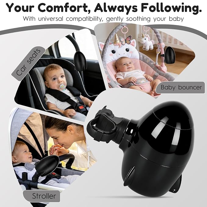 Portable Stroller Rocker Sleep Aid, Fits All Strollers and Prams,Gently Rocks Any Stroller or Pram, Rechargeable Bouncer with Adjustable Speed Black
