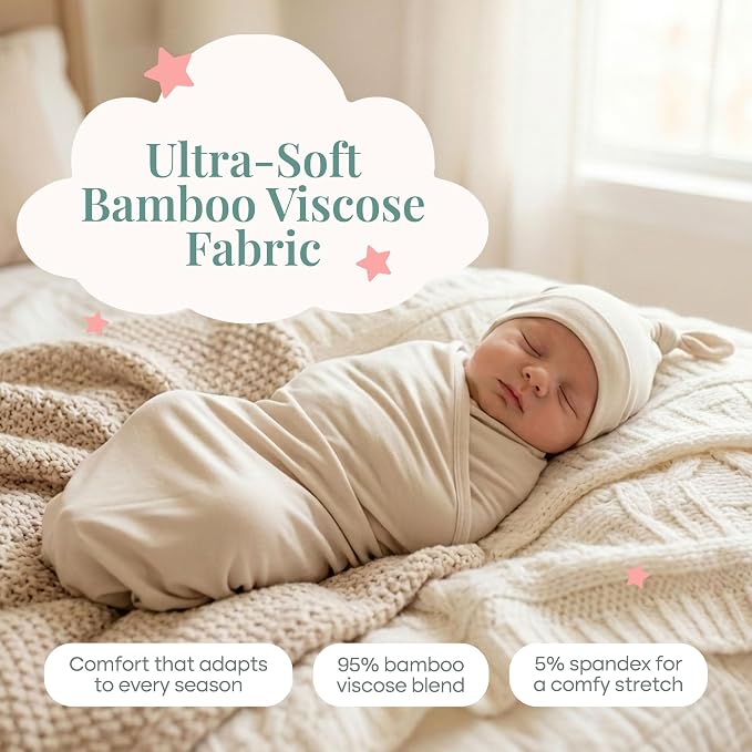 Caden Lane Baby Swaddle & Receiving Blanket, Soft, Breathable & Temperature-Regulating Bamboo Viscose Fabric for Swaddling Newborns, Gender Neutral Infant Blanket for Boys & Girls, Oat Beige