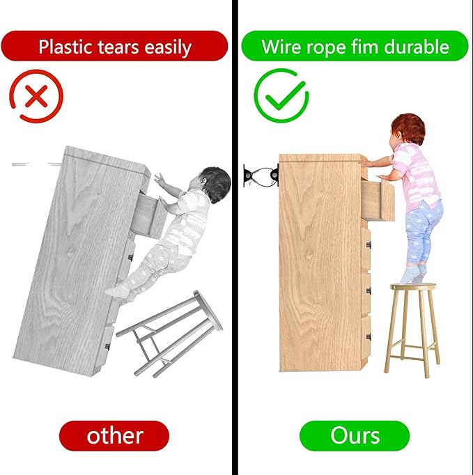 Furniture Anchors Anti-Tip Kit (6 Pack)- Furniture Straps for Baby Proofing, Secure 400 lbs Cabinet Prevent Falling Prevention Strap, Wall Anchor Prevent Child Pet Safety, HOME MASTER HARDWARE.