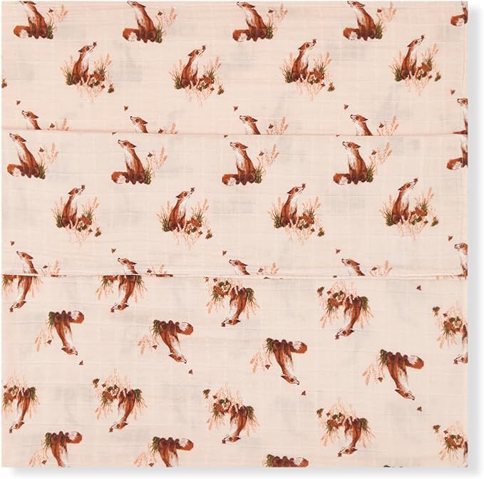 Milkbarn Baby Swaddle Blanket - Soft & Gentle 100% GOTS-Certified Organic Cotton - Nursery Swaddling Blankets for Boys and Girls, Floral Fox