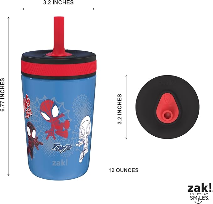 Zak Designs Marvel Spider-Man Kelso Toddler Cups For Travel or At Home, 12oz Vacuum Insulated Stainless Steel Sippy Cup With Leak-Proof Design is Perfect For Kids (Spidey and His Amazing Friends)