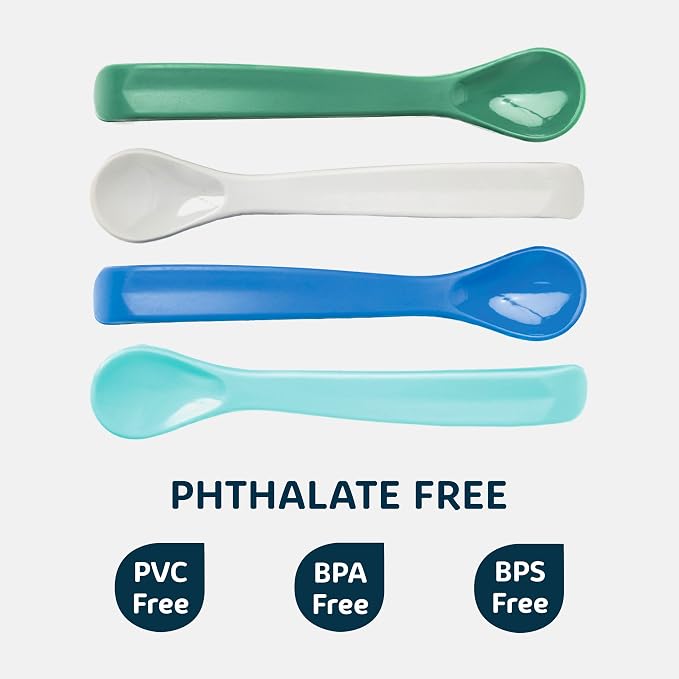 Tiny Twinkle Baby Spoon - BPA-Free Baby Feeding Spoon, Silicone Baby Spoon, Infant Spoons, Baby Spoons, Baby Essentials, Baby Essentials for Newborn, Baby Items, Baby Products - Pack of 4 (Blue)