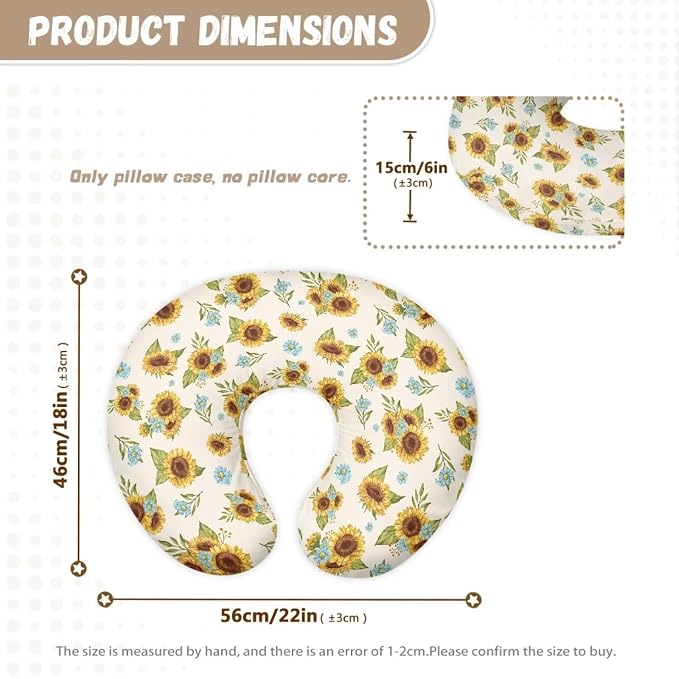 Sunflower Nursing Pillow Cover Standard Size Breastfeeding Pillowcase Breast Feeding Cover for Mom Pillow Protectors Dust Cover