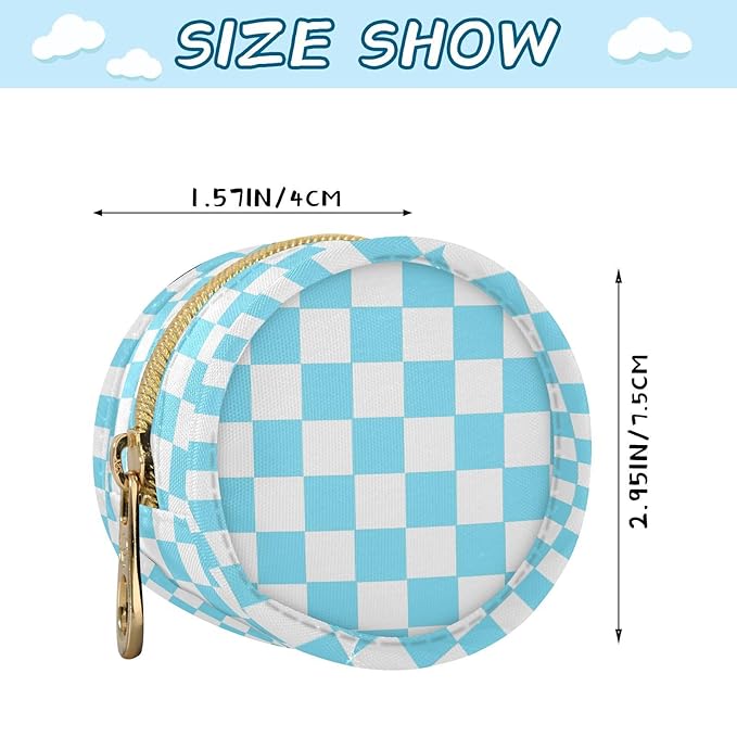 Checkered Plaid Sky Blue Print Pacifier Holder Case with Metal Clip Portable Pacifier Storage Container Box for Baby Boys