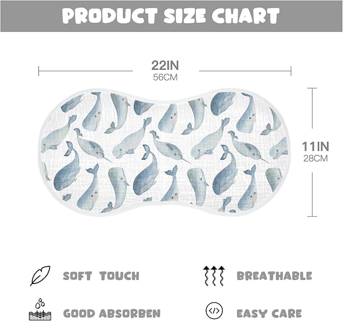 vvfelixl Baby Burp Cloths Whale Dolphin Baby Newborn Cotton Burping Cloths Set Baby Washcloths 4 Pack
