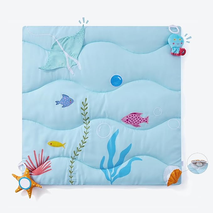UTEX Premium 9-in-1 Tummy Time Mat, Soft Sensory Mat for Infants, Baby Play Gym Mat, Newborn Essentials Gift