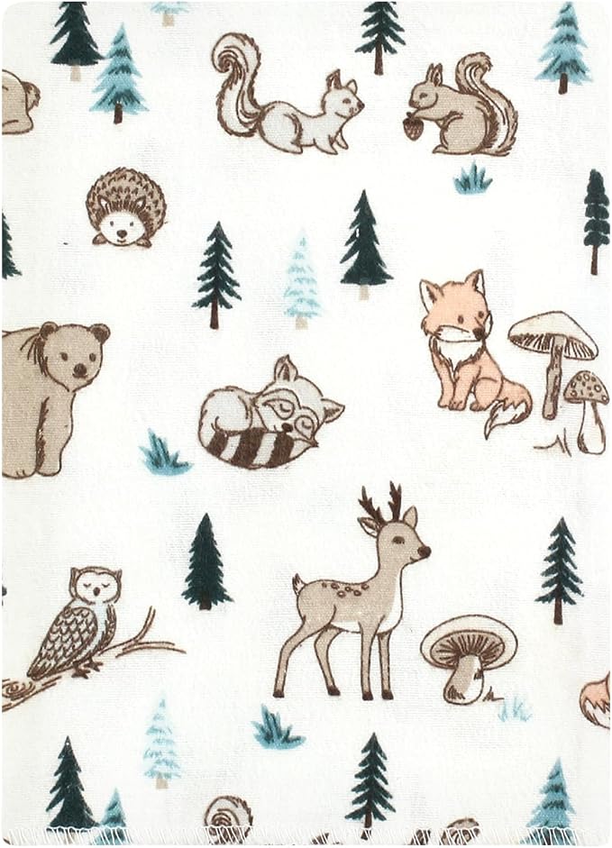 Hudson Baby Unisex Baby Cotton Flannel Burp Cloths Bundle, Boy Woodland Pals, One Size