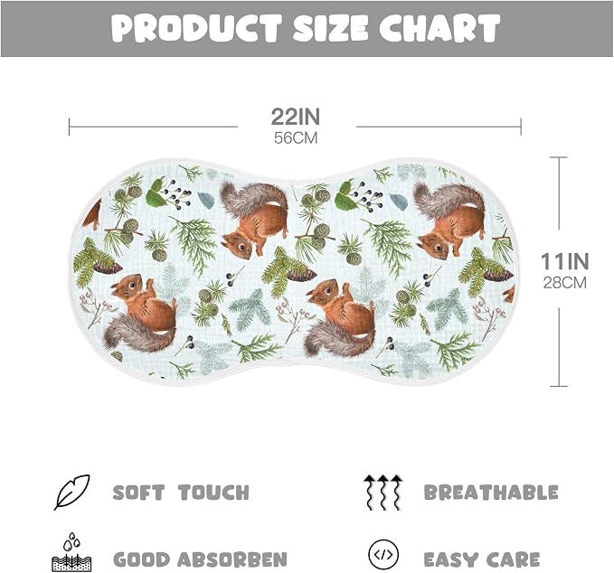 vvfelixl Baby Burp Cloths Forest Squirrels Baby Newborn Cotton Burping Cloths Set Baby Washcloths 4 Pack Blue