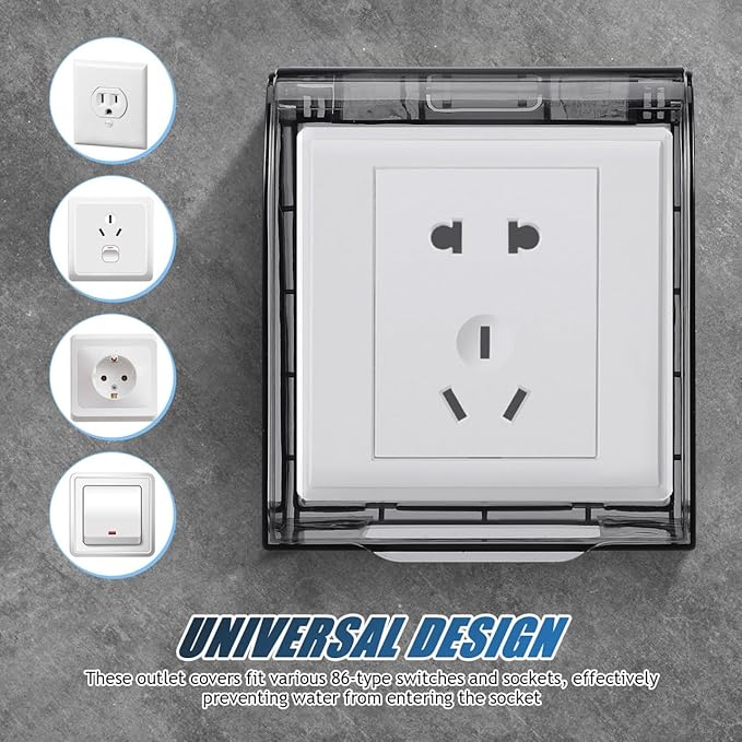 UKCOCO Flip Weatherproof Outlet Cover: Clear Waterproof Plastic Socket Protector for Home Office Bathroom, Child Safety Electrical Outlet Cover for 86-Type Socket, Easy Installation