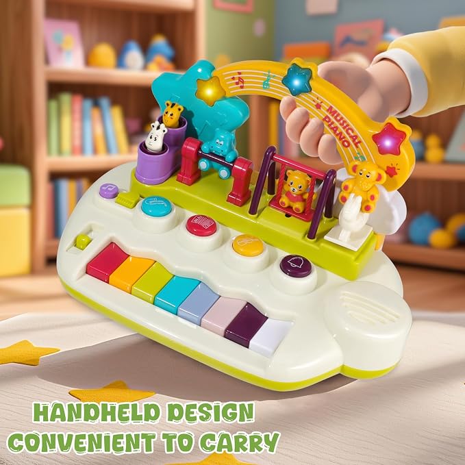 Baby Piano Toys for 1+ Years Old Birthday Gifts Animal Light Up Musical Toy Music Toy Instruments Piano Keyboard Toy for Toddlers Infant Learning Educational Interactive Toys 3+ Months