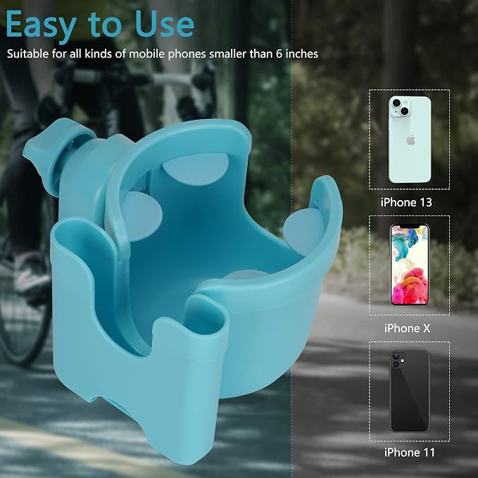 Suranew Adjustable Stroller Cup Holder with Phone Holder for Baby Stroller for Family Members, Sky Blue