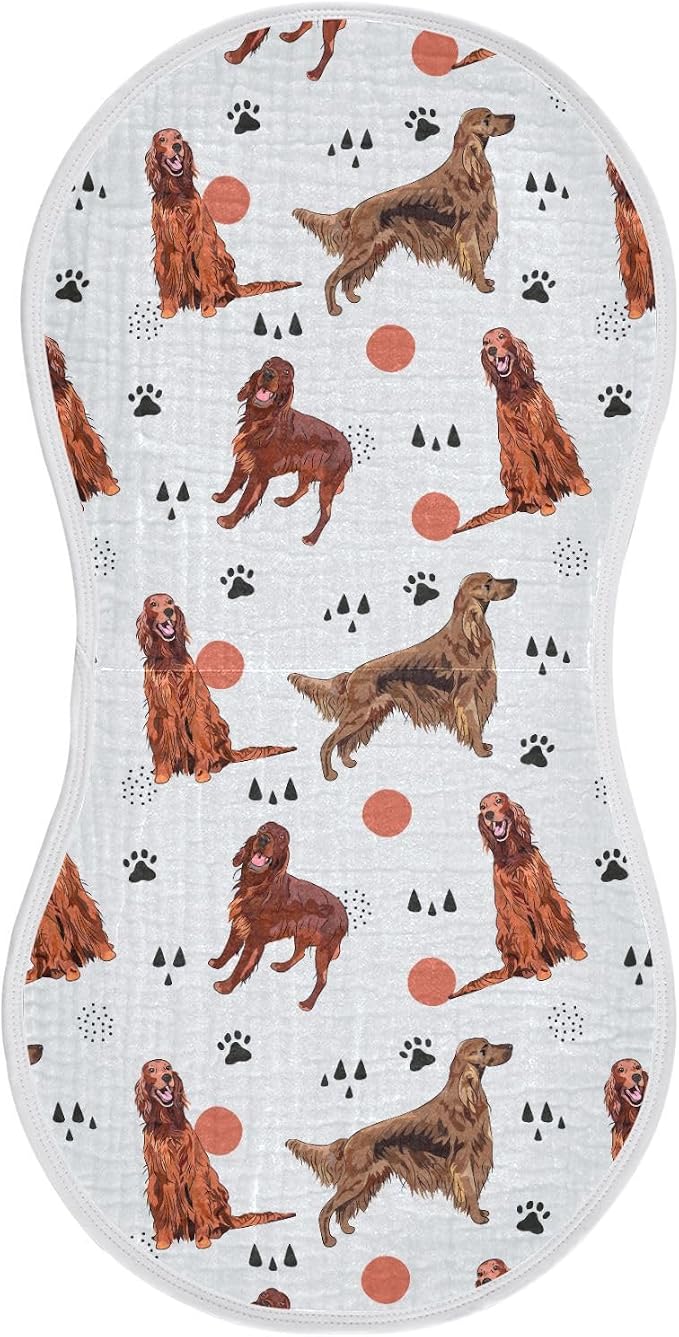 vvfelixl Irish Setter Dog Pattern Burp Cloths for Baby Boy Girls Baby Washcloths Burp Rags 1 Pack