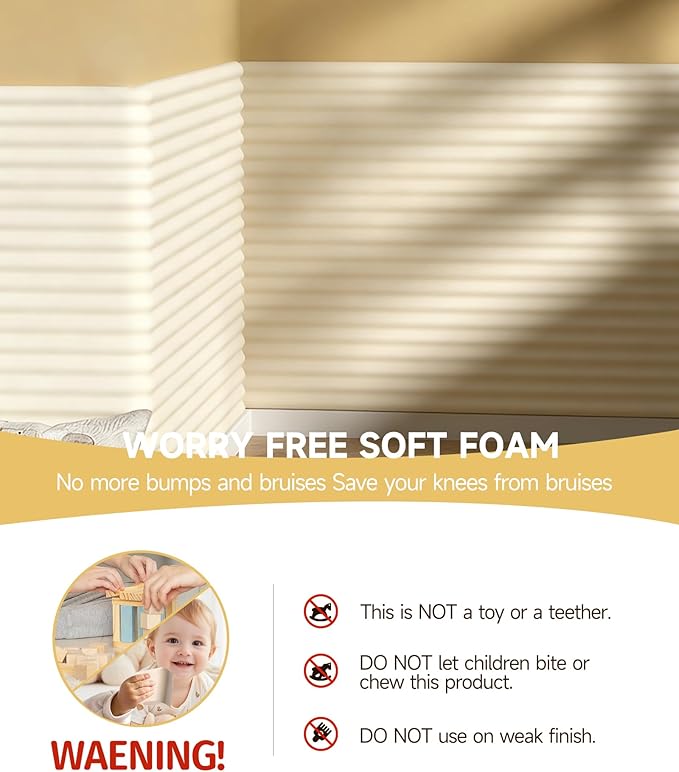 11.8''W Extra-Wide Edge Protector, 6.56FT 0.47''Th Baby Proofing Corner Guards, Safety Furniture Bumper, Pre-Taped, Thick Soft Rubber Foam Padding for Fireplace Table Stair Cabinet (Beige)