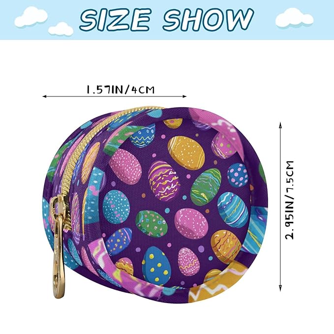 Pacifier Holder with Clip Pacifier Case for Diaper Bag Round Baby Pacifier Pouch Box Bag Portable Colorful Easter Eggs and Polka Dots