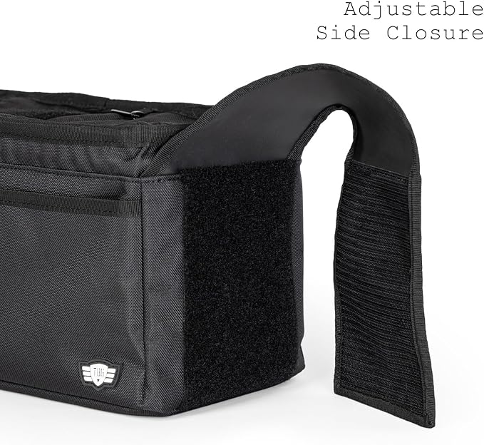 Tactical Baby Gear Stroller Caddy Organizer – Universal Fit Parent Console with Insulated Cup Holders, Cooler Pocket, Front Phone and Keys Storage