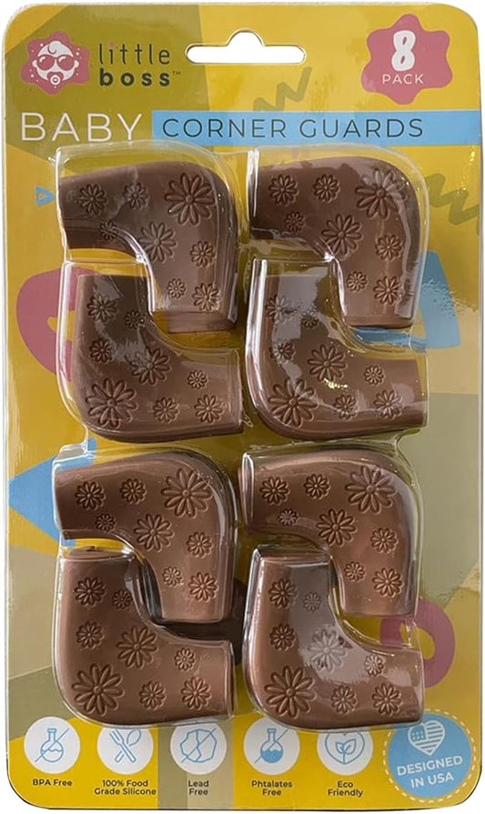 8Pcs Baby Kids Safety Silicone Soft Corner Edge Table Furniture Guards Protector - Brown