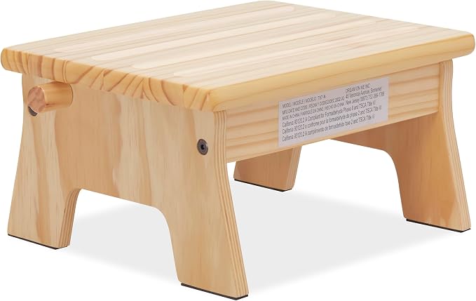 Dream On Me Ease-Up Adjustable Nursing Footrest in Natural – Solid Pinewood Foot Stool for Breastfeeding, Posture Support & Comfort, Lightweight, Easy to Assemble, Helps Reduce Back & Neck Pain