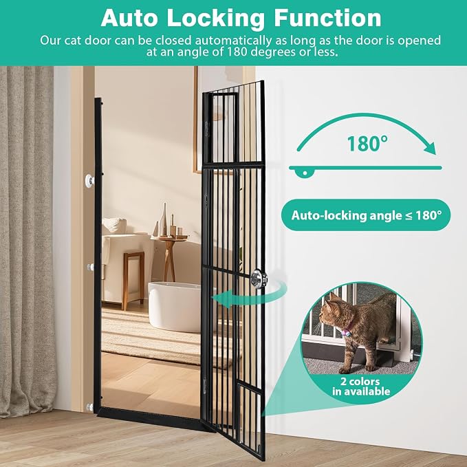 71 inch Extra Tall Gates for Cats Dogs, Adjustable 28.7" and 37.5" Wide Cat Gate, Pressure Mounted Full Door Pet Gate for Doorway, Stairs,House (Black, 71")