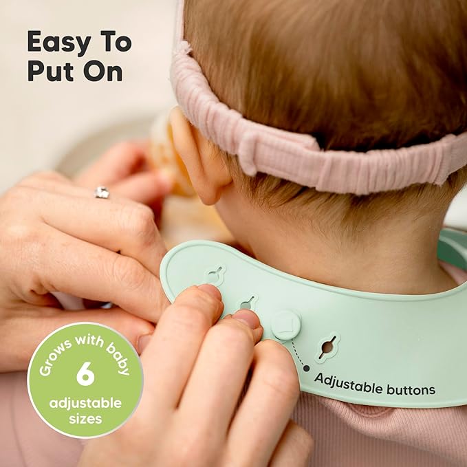 KeaBabies 2-Pack Silicone Bibs for Babies, Toddlers Girl, Boy ??Sturdy Food-Grade Baby Bibs for Eating, Large Food Catcher, Clean & Put On Easily, Waterproof Toddler Feeding Essentials(Pastel Sky)