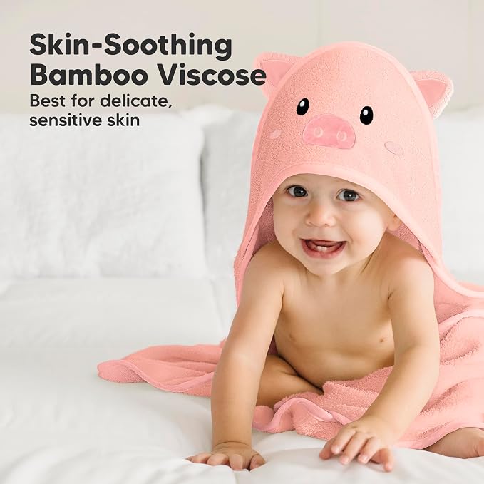 KeaBabies Baby Hooded Towel and Baby Hair Brush and Comb Set - Soft Bath Towels with Hood for Toddlers, Wooden Brush with Soft Goat Bristle for Girls, Boys, Toddlers