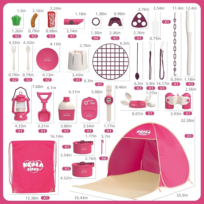 Kids Camping Set ??an Outdoor Campfire Toy Set Featuring a Tent, Oil lamp, Stove, and More,Gift Idea for Girls Age 3+ Year Old Birthday Christmas