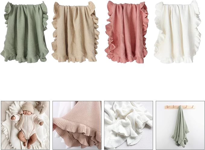 Baby Wraps Ruffle Edge Knitted Wrap Blanket Infant Blanket Crib Stuffer Non-fluorescent Newborns Photo Blanket Baby Blanket Quilt Unisex Bulk