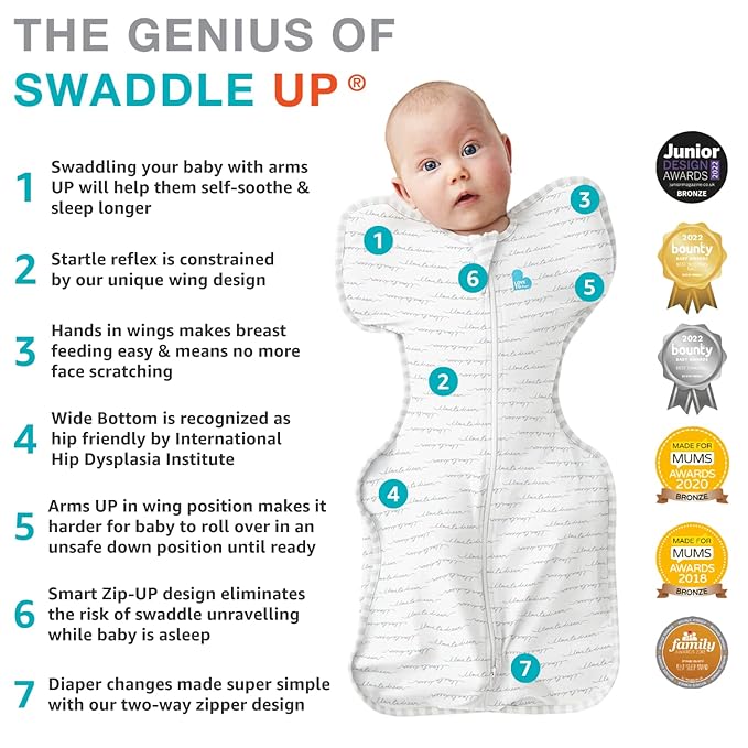 Love to Dream Swaddle UP, Baby Sleep Sack,Self-Soothing Swaddles for Newborns, Get Longer Sleep,Snug Fit Helps Calm Startle Reflex, New Born Essentials for Baby, 1.0 TOG,Newborn 5-8.5 lbs, Dusty Blue