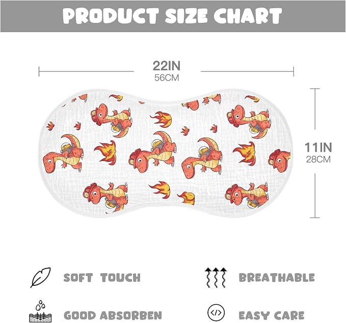 vvfelixl Baby Burp Cloths Firefighter Dinosaur Baby Newborn Cotton Burping Cloths Set Babys Washcloths 4 Pack
