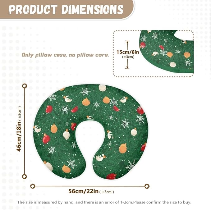 Christmas Tree Lantern Nursing Pillow Detachable Newborn Original Breastfeeding Slipcover Case and Positioner Washable Head Support Protector Cushion Essential with Hidden Zipper Easy Care