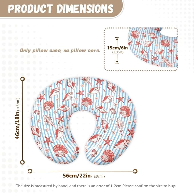 Seashell Starfish Soft Nursing Pillow Covers for Baby Girls Breastfeeding Pillows Cover for Baby Nursing Pillow Slipcovers Infant Breastfeeding Pillows Slipcover Breathable for Breastfeeding