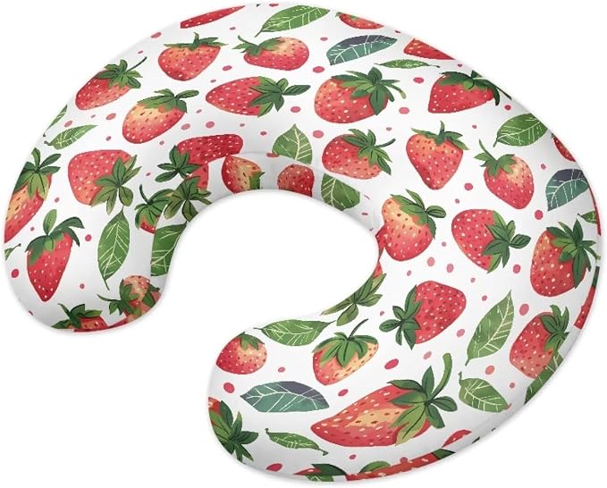 Nursing Pillow Cover Stretchy，Cotton Blend，Fits The Original Support for Breastfeeding，Lots of Strawberries,for Breastfeeding and Bottle Feeding