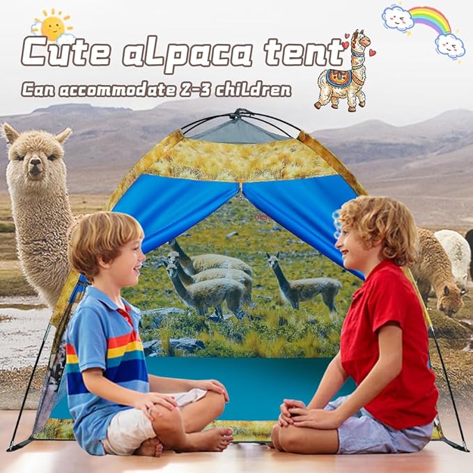 Mnagant Kids' Alpaca Tent - Fun Pop-Up Playhouse for Boys and Girls - Easy Setup, Indoor/Outdoor Adventure Tent - 47" x 47" x 43"